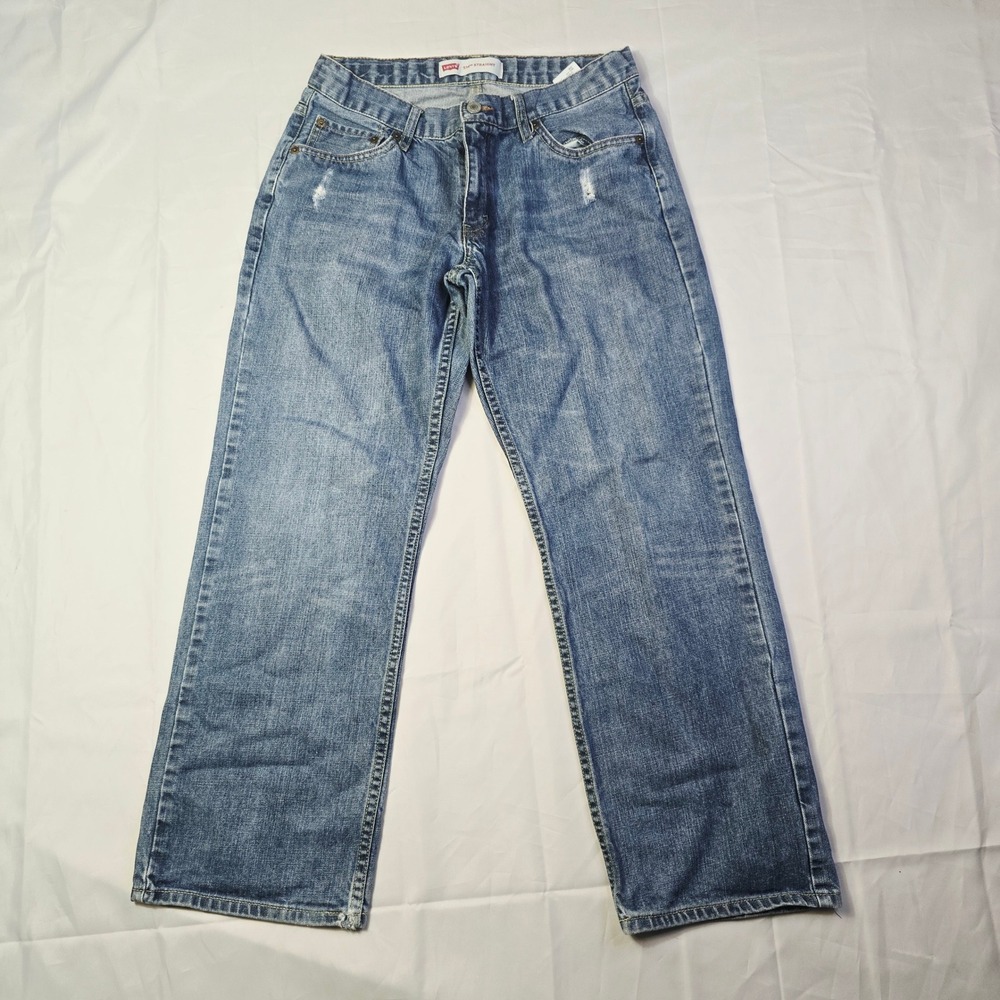 Levi's Boys 514 Straight Jeans Size 12 Husky Blue Distressed Denim Pants 32 X27